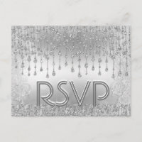 RSVP | Silver Falling Stars Invitation Postcard