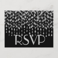 RSVP | Silver Falling Stars Invitation Postcard