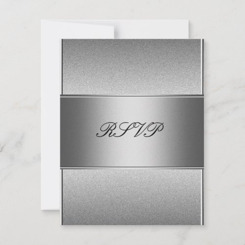 RSVP Silver Grey Metal Black 21st Birthday Invite