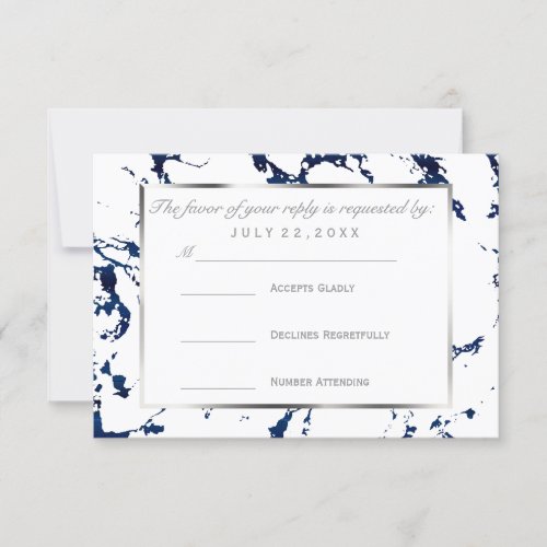 RSVP  Silver Navy Blue and White