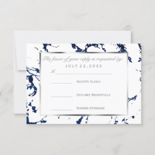 RSVP Silver, Navy Blue and White Card