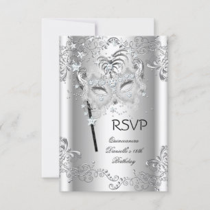 RSVP Silver Quinceanera 15th Birthday Masquerade