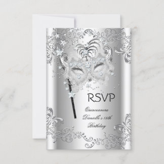 RSVP Silver Quinceanera 15th Birthday Masquerade