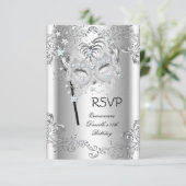 RSVP Silver Quinceanera 15th Birthday Masquerade (Standing Front)