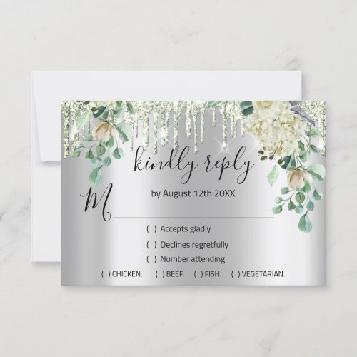 RSVP Silver Wedding Glitter Bridal Mint Gree Drips