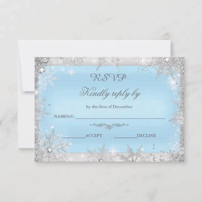 Rsvp Silver Winter Wonderland Blue Thank You Card | Zazzle
