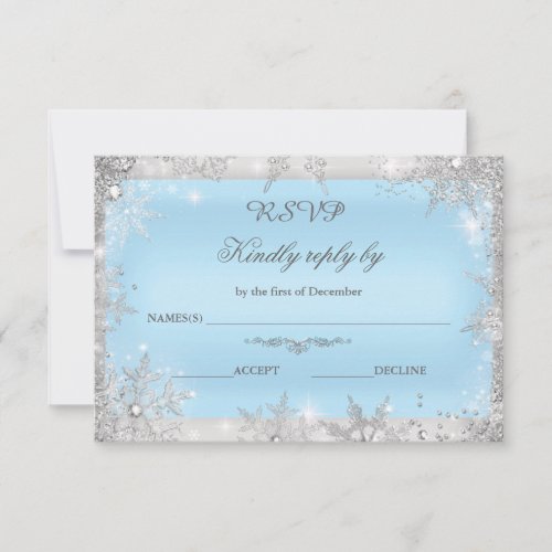 Rsvp Silver Winter Wonderland Blue Thank You Card