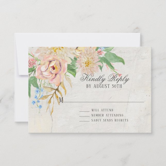 RSVP Simple Eucalyptus Leaf Floral Rose Marbled Card (Front)
