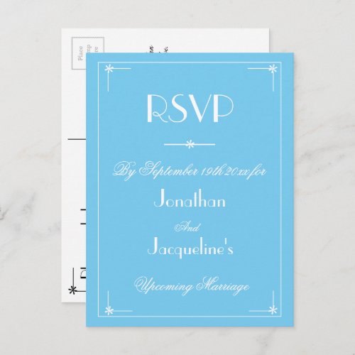 RSVP Simple Modern Aqua Blue Wedding RSVP  Invitation Postcard