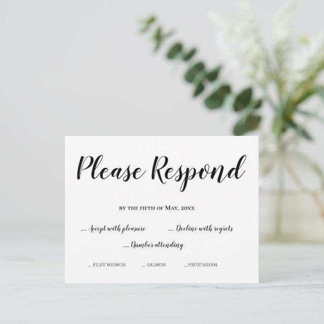RSVP Simple Please Respond Wedding Card | Zazzle
