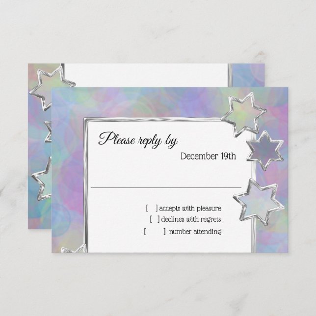 RSVP Siver Star Abstract Pattern Invitation (Front/Back)