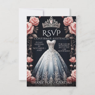 RSVP Spanish Quinceañera Rosas Card