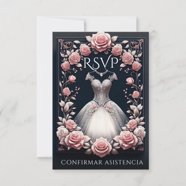 RSVP Spanish Quinceañera Rosas Card (Front)