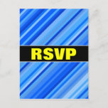 [ Thumbnail: "RSVP" + Stripes of Blue Pattern Postcard ]