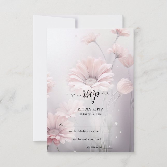 RSVP Stunning Elegant Pink Daisies Card (Front)