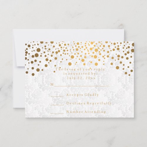 RSVP Stylish Confetti Gold Dot Wedding