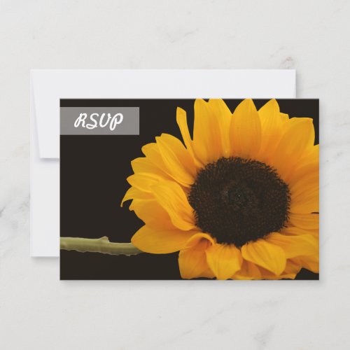 RSVP Sunflower Photo on Black Cards Custom Invites
