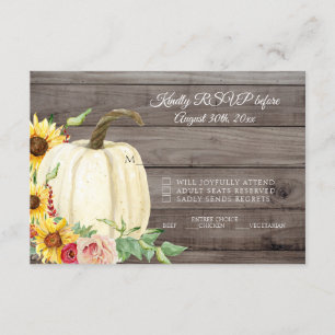RSVP Sunflower Pumpkin Blush Burgundy Barn Wood Invitation