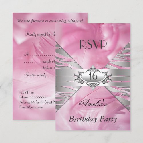 RSVP Sweet 16 Pink Invitation