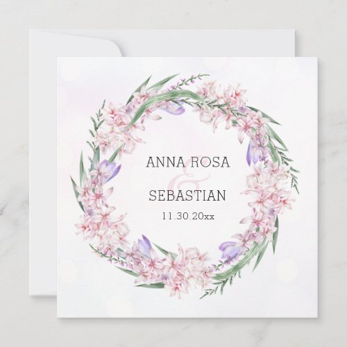 *~* RSVP Sweet Floral Wreath Boho QR AR12 Wedding Invitation