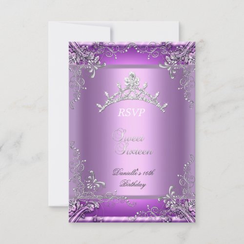 RSVP Sweet Sixteen 16 16th Birthday Party Purple Announcements