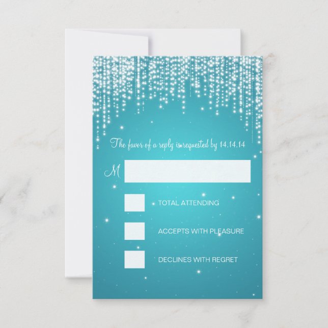 RSVP Sweet Sixteen Party Night Dazzle Turquoise Card (Front)