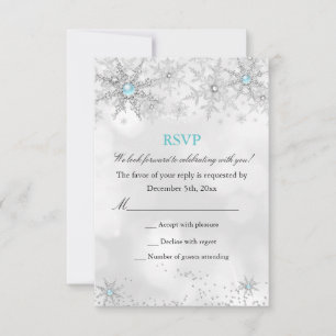 RSVP Teal Blue Winter Wonderland Birthday Card