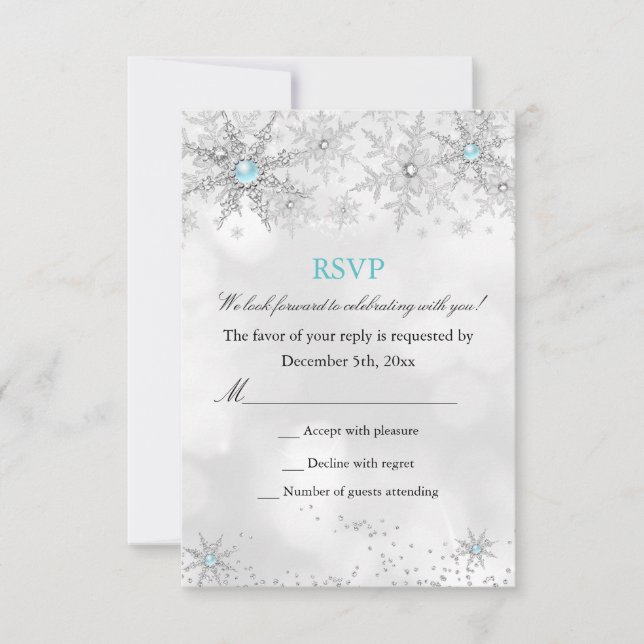 RSVP Teal Blue Winter Wonderland Birthday Card (Front)