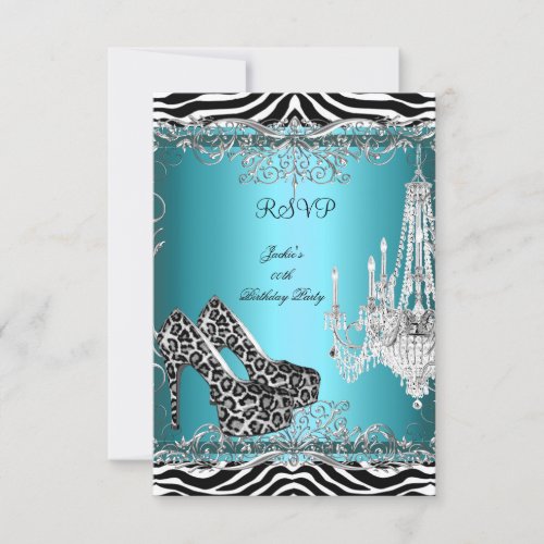 RSVP Teal Blue Zebra Leopard Print Party Shoes