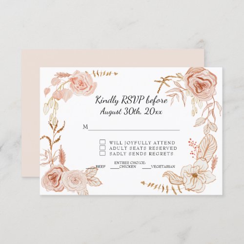 RSVP Terra Cotta Pink Watercolor Floral Wedding Invitation