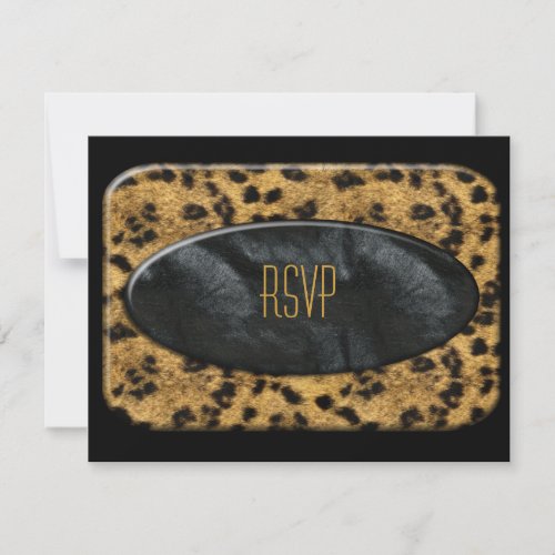 RSVP To Invitation Black Gold Animal Leopard