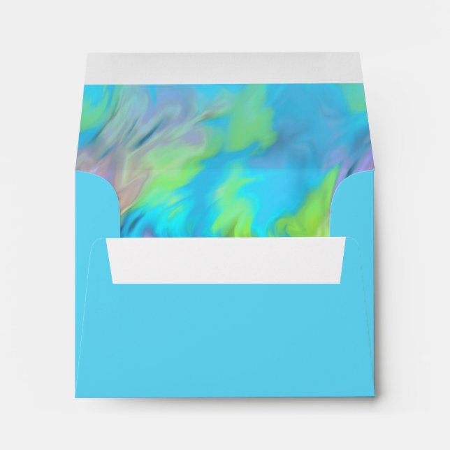 RSVP Turquoise Blue Lime Pink Tye Dye Envelope (Back (Bottom))