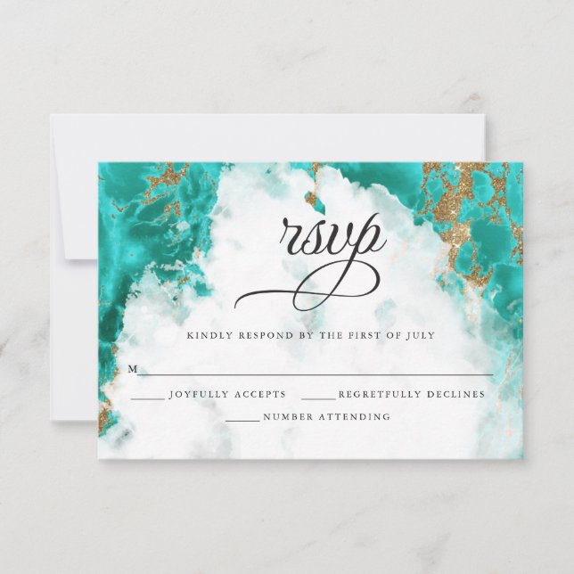 RSVP | Turquoise Watercolor Geode BarefootBride™ (Front)