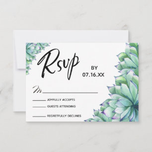 RSVP Typography w/ Watercolor Succulents Card