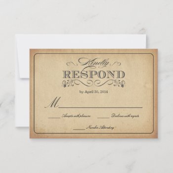 Rsvp Vintage Stained Parchment Wedding Reply by weddingtrendy at Zazzle