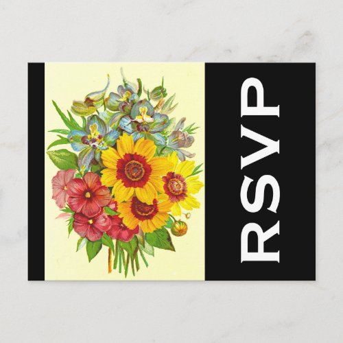 RSVP  Vintage Style Flowers Depiction Postcard