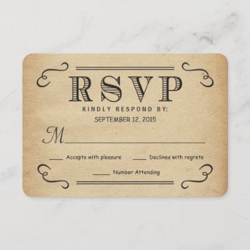 Rsvp Vintage Typography Rustic Wedding Reply by weddingtrendy at Zazzle