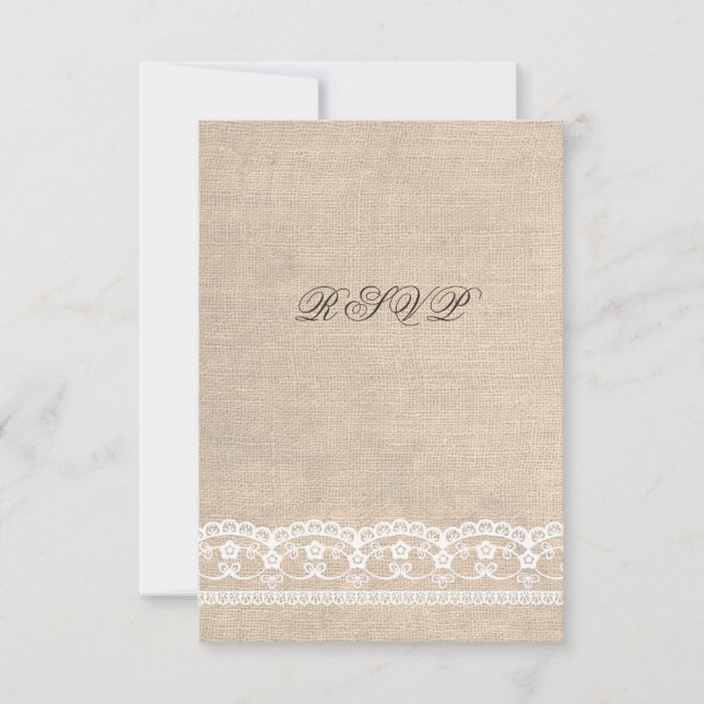 RSVP Vintage White Lace & Burlap Wedding Card (Front)