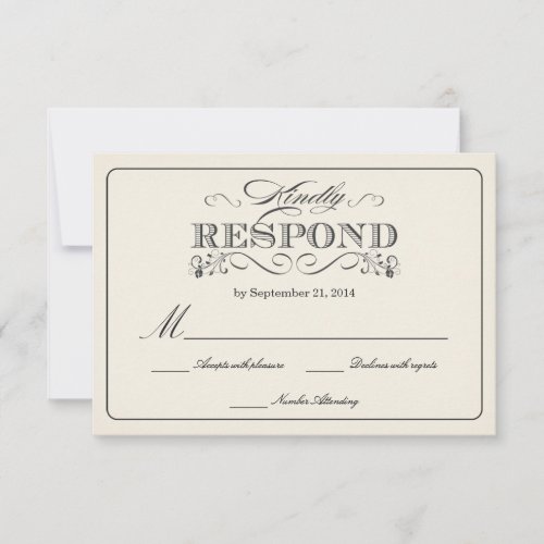 RSVP Vintage White Wedding Reply Cards WT313