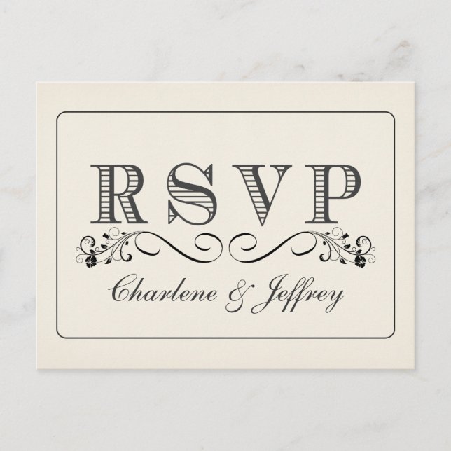 RSVP Vintage White Wedding Reply Postcards (Front)
