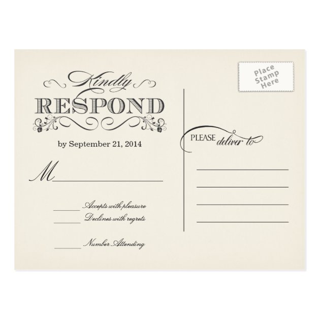 RSVP Vintage White Wedding Reply Postcards