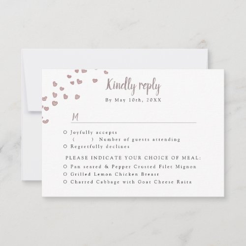 RSVP w meal choices watercolor hearts