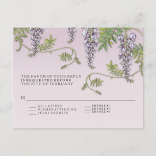 RSVP w menu Art Nouveau Vintage Wisteria Floral Invitation