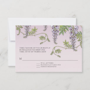 RSVP w menu Art Nouveau Vintage Wisteria Floral Invitation