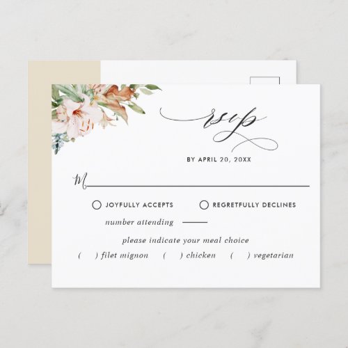 RSVP wwithout Meals  Earthy Blooms Beige Floral Postcard