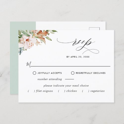 RSVP wwithout Meals Earthy Blooms Sage Floral Postcard
