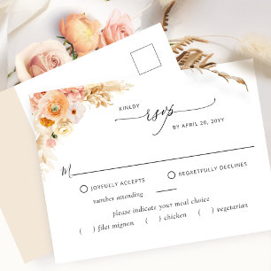 RSVP w/without Meals, Peach and Cream Postcard