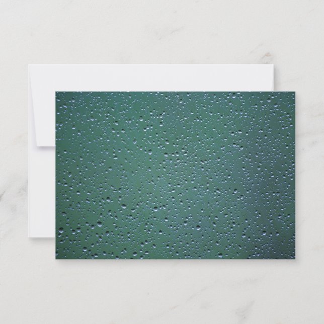 RSVP Water Droplets on a Green Background Card (Front)