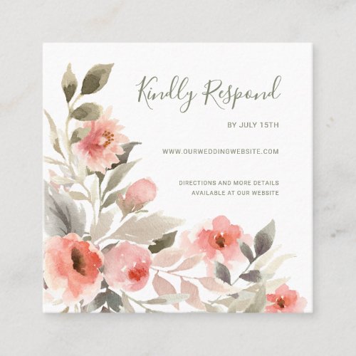 RSVP Watercolor Blush Rose Wreath OnlineReply Card