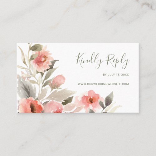RSVP Watercolor Blush Rose Wreath Wedding Website Appointment Card